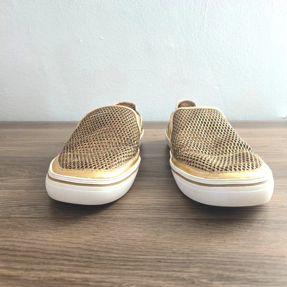 Kate Spade Sallie Gold Glitter Mesh Slip‎ On Sneakers Metallic Leather Size 10 - Picture 3 of 11